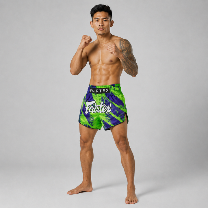 Fairtex Slim Cut Shorts BS1928 Street King (Green/Blue) - green-blue - brand product view 3