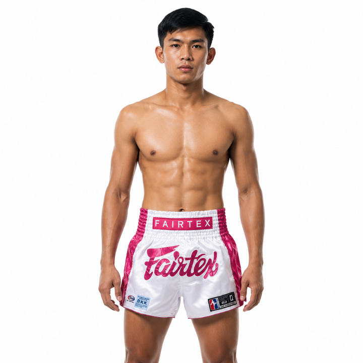 Fairtex Slim Cut Shorts Pink Strike - white-pink - brand product view 1