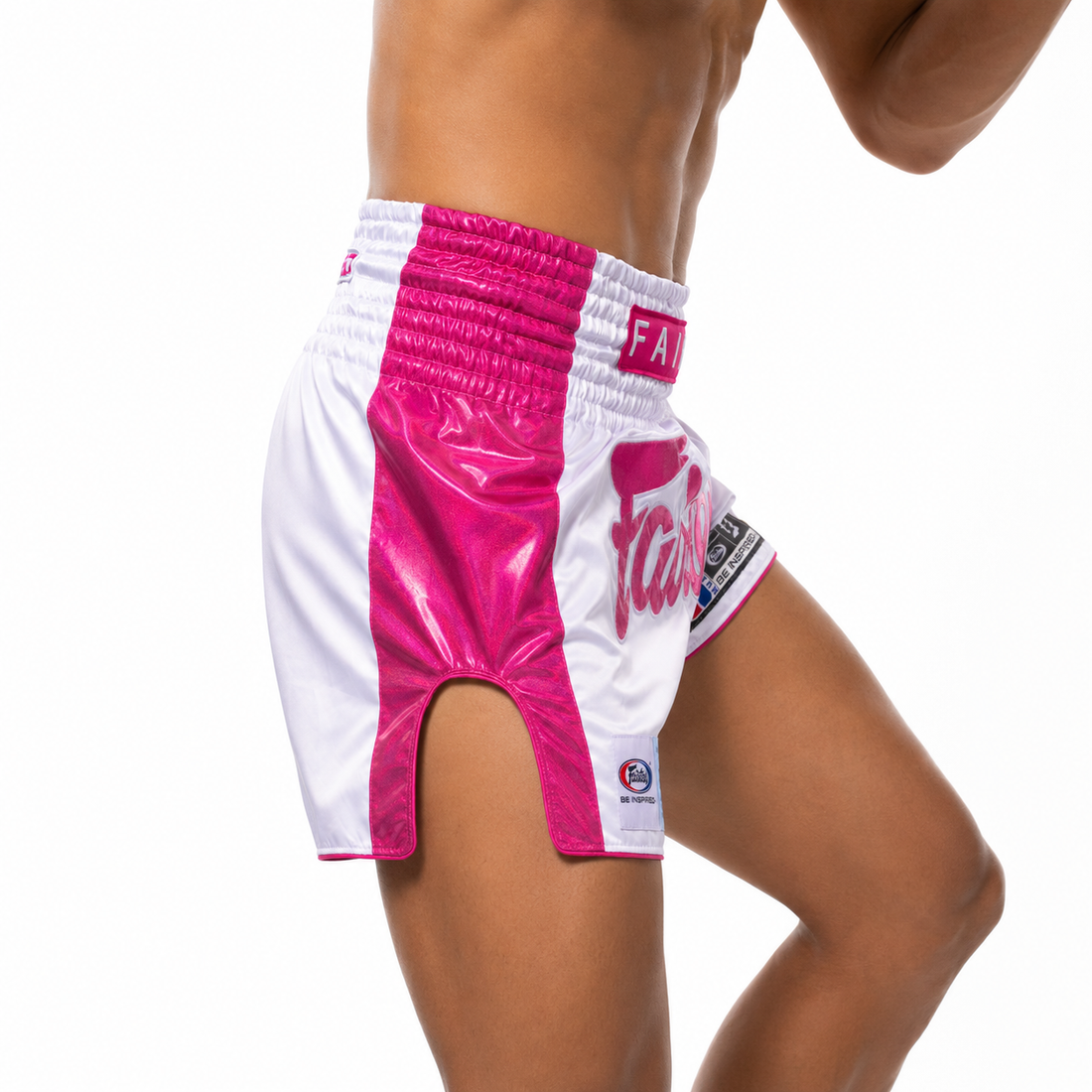 Fairtex Slim Cut Shorts Pink Strike - white-pink - brand product view 4
