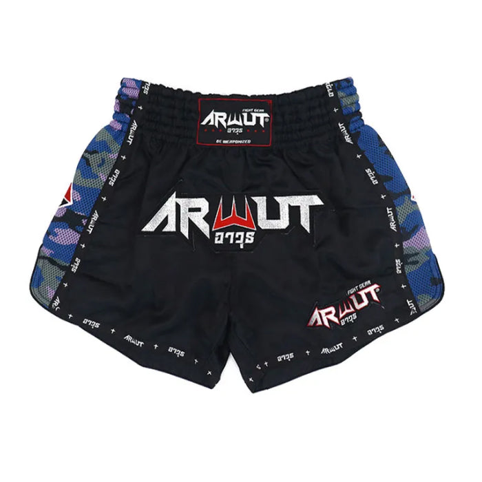 ARWUT [BS2] Camo Edition Muay Thai Shorts “Black/Blue”