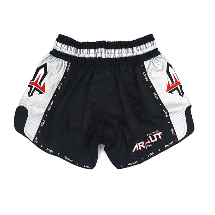 ARWUT [BS3] CARBON EDITION Muay Thai Shorts “BLACK/SILVER”