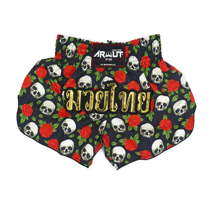 ARWUT [S005] “GOTHIC SKULLS & ROSES” Edition Muay Thai Shorts