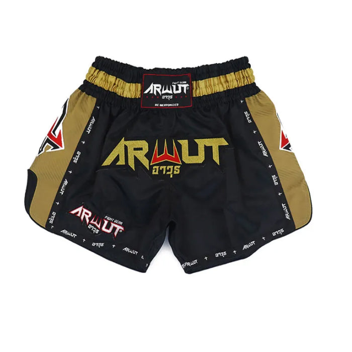 ARWUT [BS3] CARBON EDITION Muay Thai Shorts “BLACK/GOLD”