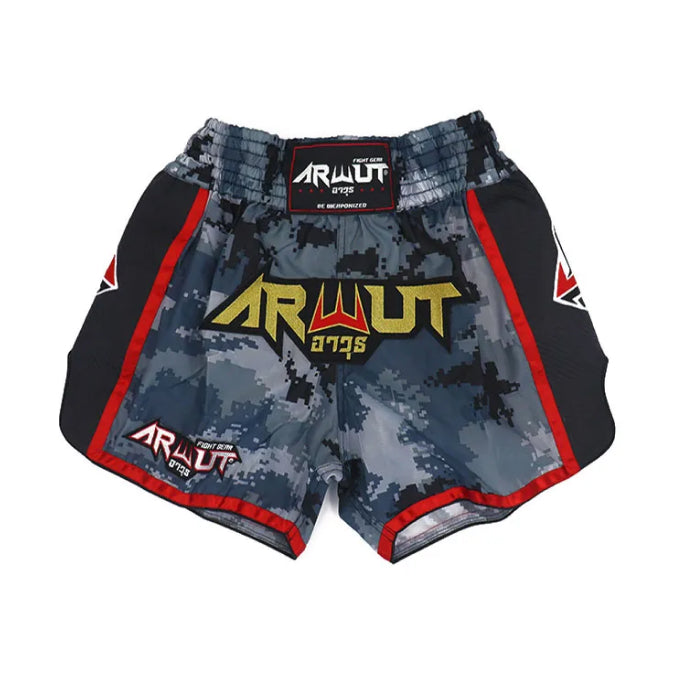 ARWUT [BS3] CARBON EDITION Muay Thai Shorts “GREY CAMO/BLACK”