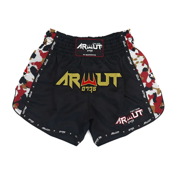 ARWUT [BS2] Camo Edition Muay Thai Shorts “BLACK/RED”