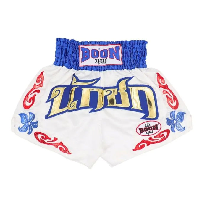 Boon [MT40] “White/Blue” Muay Thai Shorts