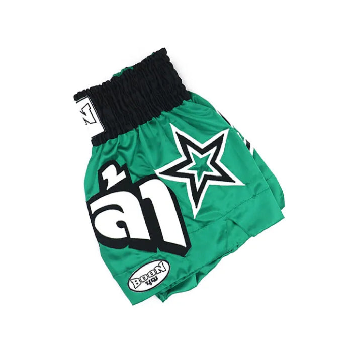Boon [MT13] ”GREEN STARS” Muay Thai Shorts