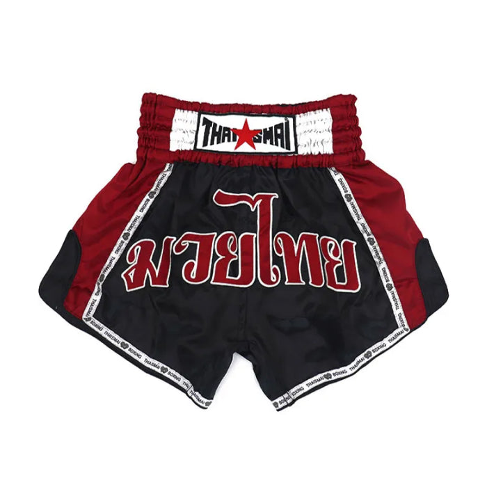 THAISMAI Muay Thai Boxing Shorts Black/Burgundy