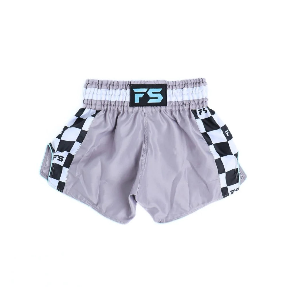 INFIGHTSTYLE Muay Thai Shorts Finish Line Grey/Pastel Blue
