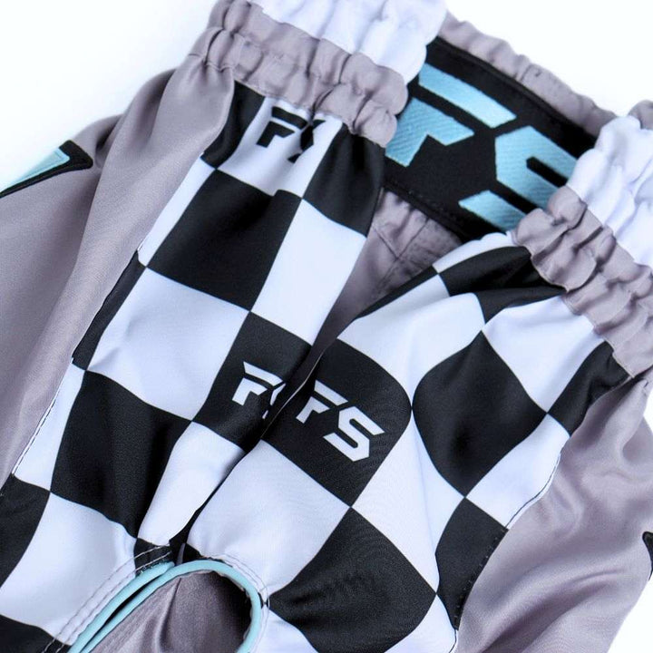 INFIGHTSTYLE Muay Thai Shorts Finish Line Grey/Pastel Blue