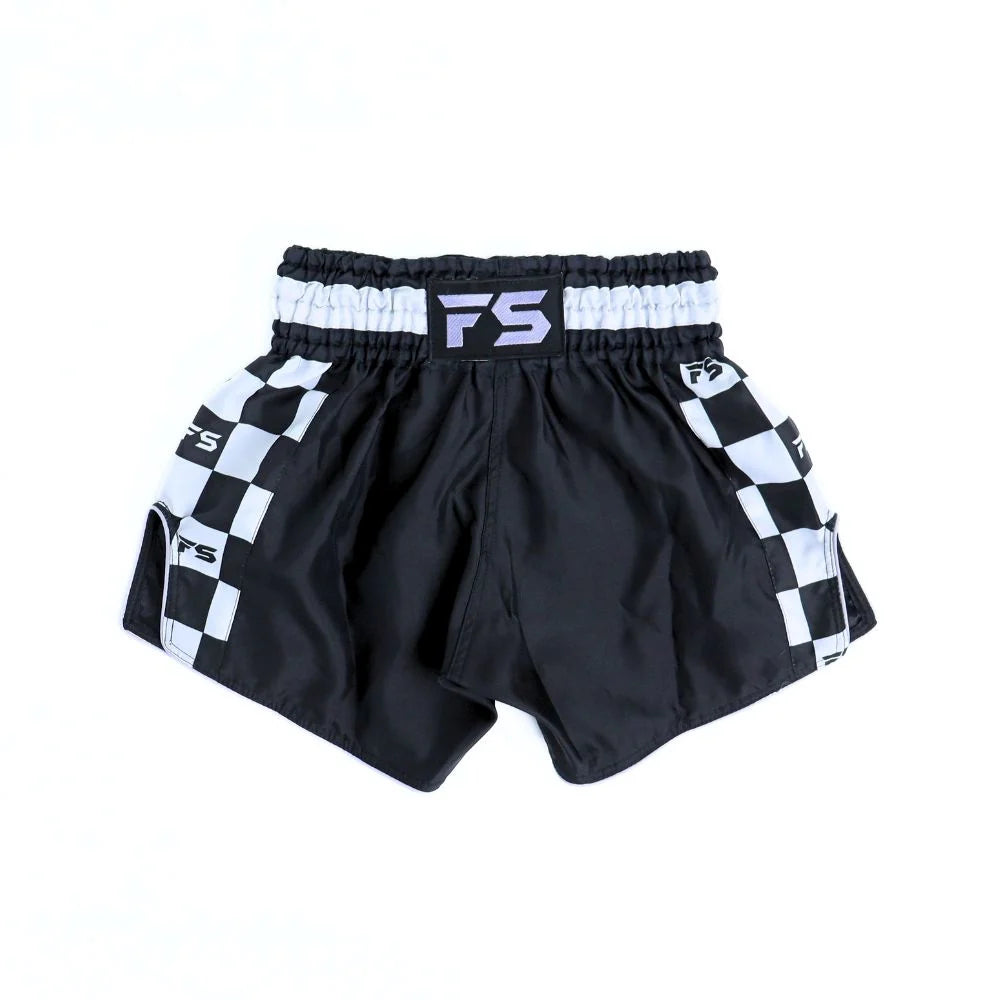 INFIGHTSTYLE Muay Thai Shorts “Finish Line” Black/White