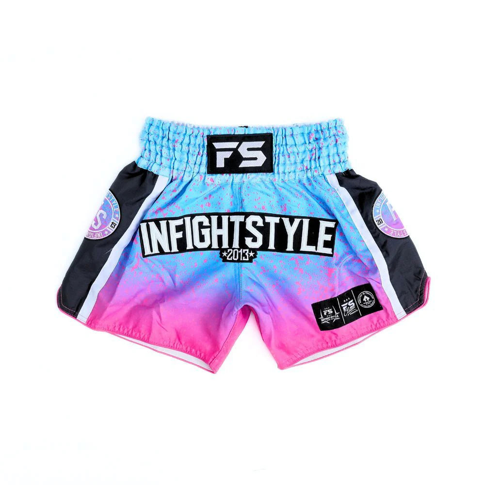 INFIGHTSTYLE Muay Thai Shorts IVY Ombré Splatter “Bubblegum”