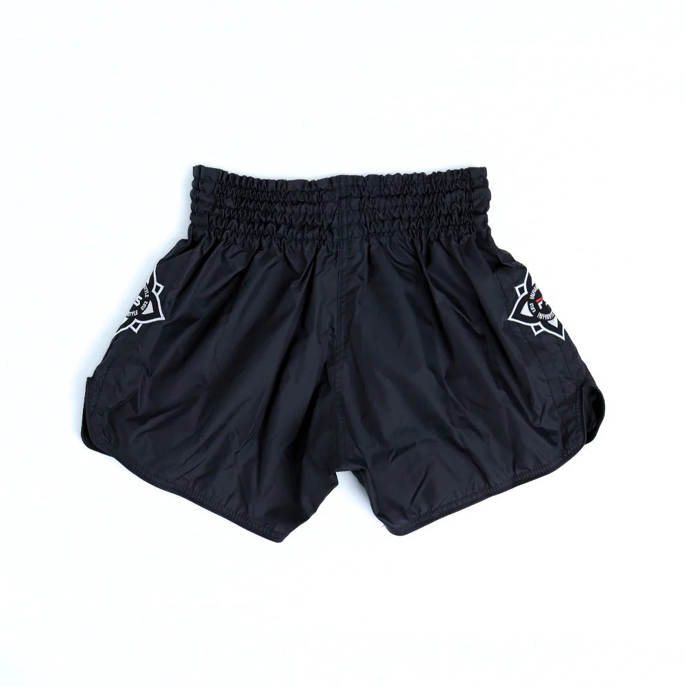 InFightStyle Nylon Black Lotus Retro Muay Thai Shorts