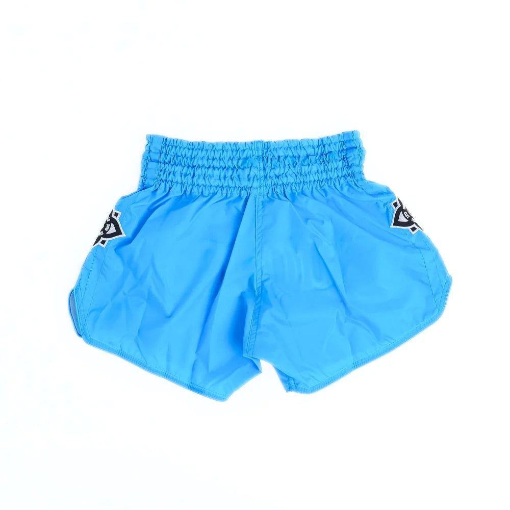 InFightStyle Mono Nylon Lotus Retro Neon Blue Muay Thai Shorts