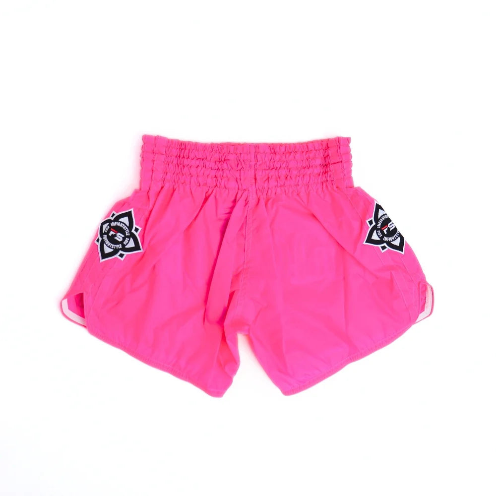 INFIGHTSTYLE Mono Nylon Lotus Retro Neon Pink Muay Thai Shorts