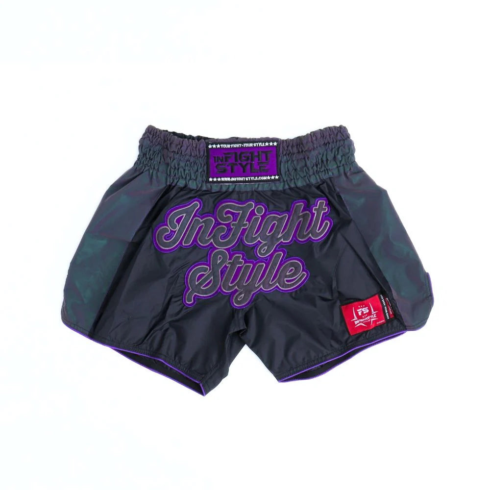 Infightstyle Astro Purple Reflective Nylon Muay Thai Shorts