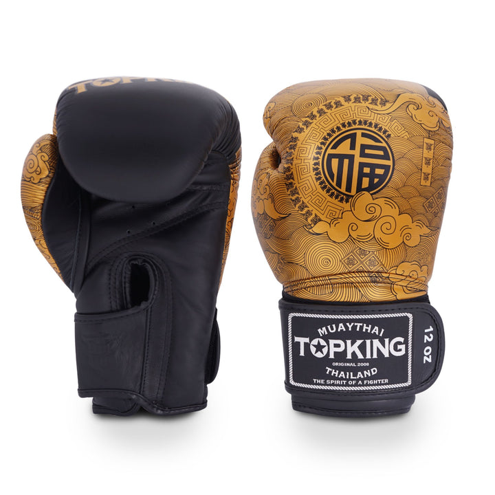 Top King Happiness Chinese boxing gloves Black