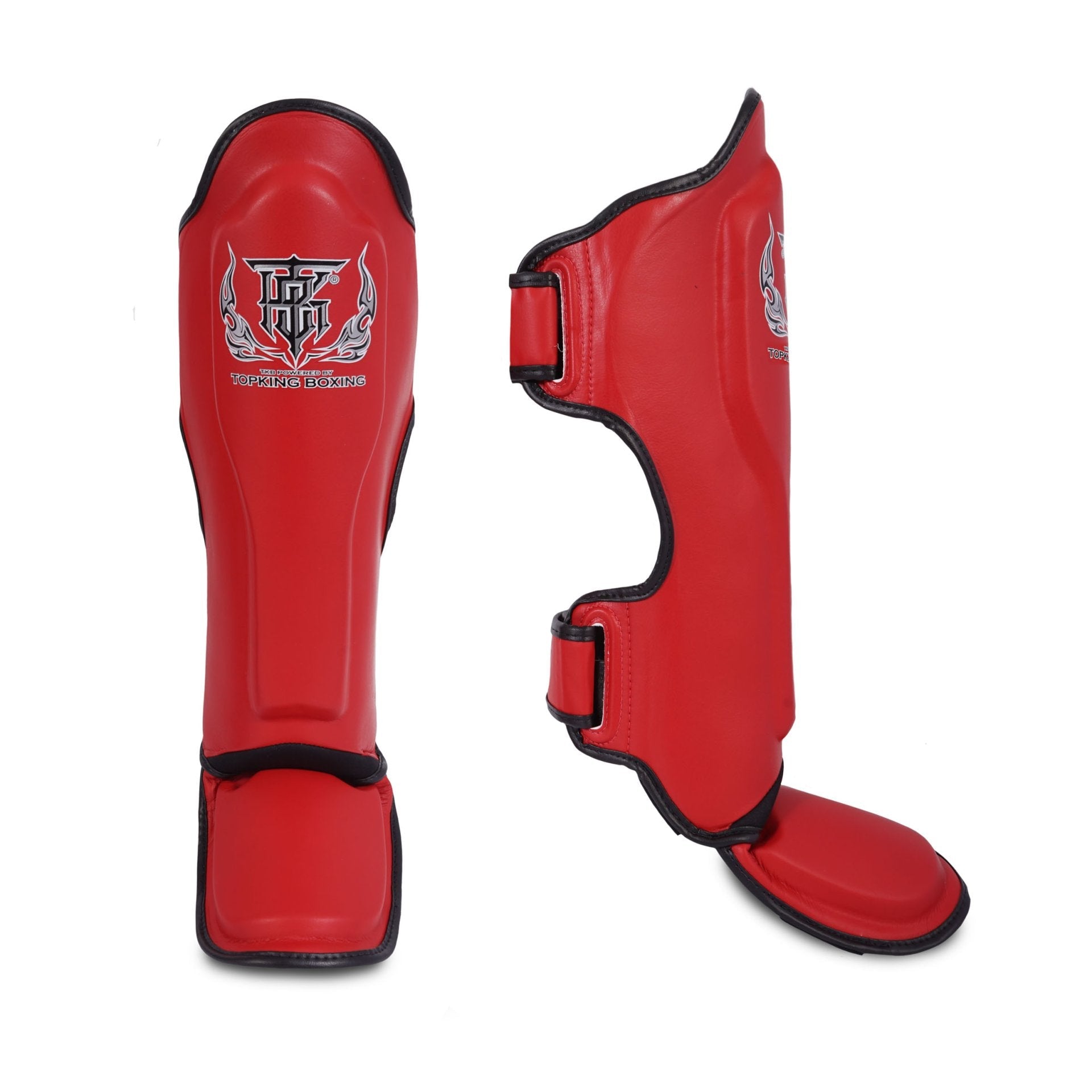 Top King TKSGP-GL genuine leather shin pads - Red