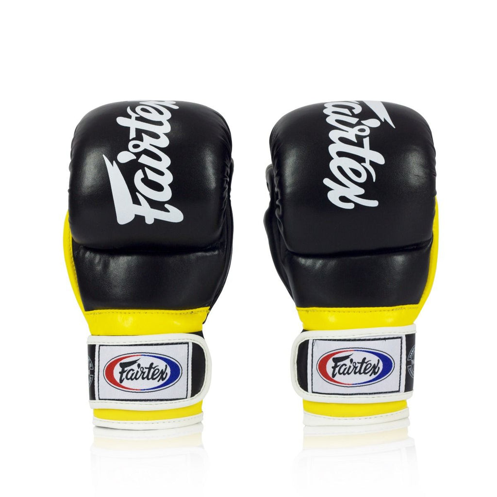 Fairtex-FGV18 Super Sparring Grappling Gloves - black-yellow - brand product view 1