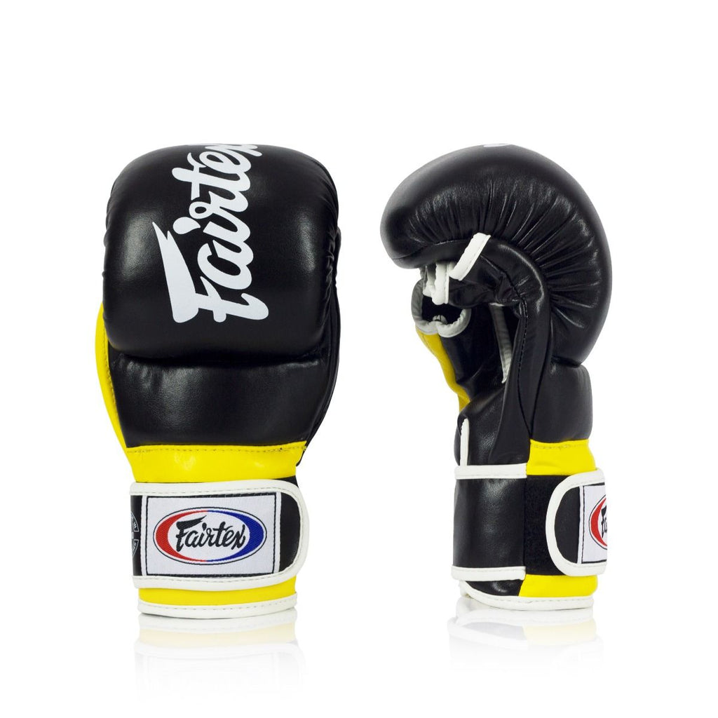 Fairtex-FGV18 Super Sparring Grappling Gloves - black-yellow - brand product view 2
