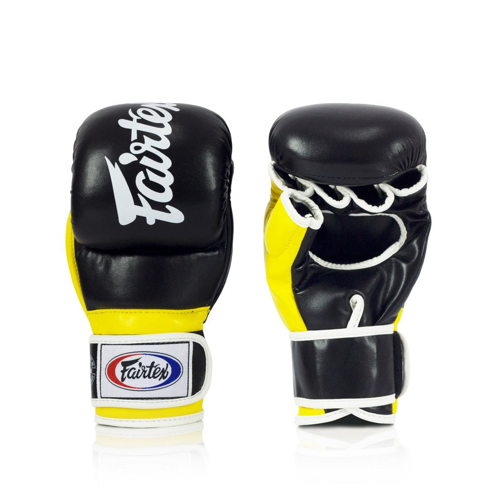 Fairtex-FGV18 Super Sparring Grappling Gloves - black-yellow - brand product view 3