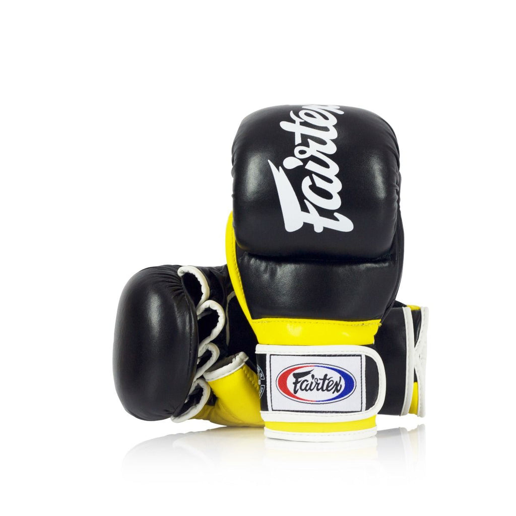 Fairtex-FGV18 Super Sparring Grappling Gloves - black-yellow - brand product view 4